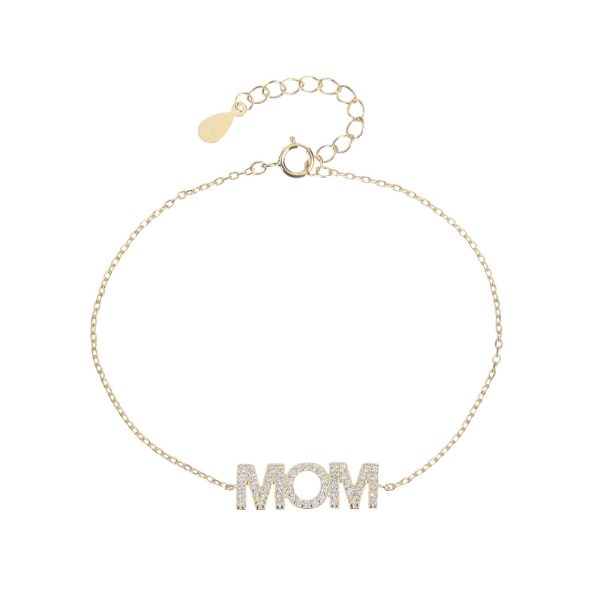 צמיד MOM משובץ ציפוי זהב