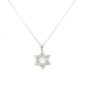 שרשרת מגן דוד שיבוץ מלא כסף