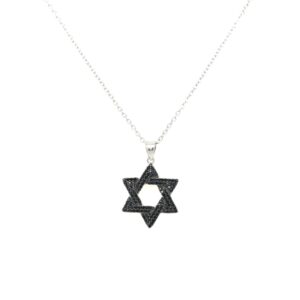 שרשרת מגן דוד שיבוץ מלא שחור