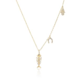 שרשרת דג תליונים זהב