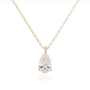 שרשרת טיפה גדולה שקופה זהב