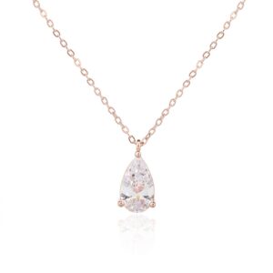 שרשרת טיפה גדולה שקופה רוז גולד