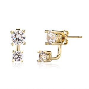 עגיל 2 זרקונים זהב