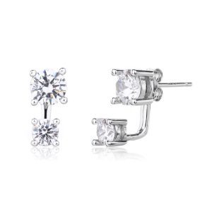 עגיל 2 זרקונים כסף