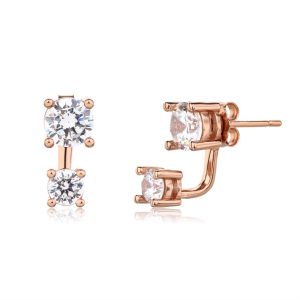 עגיל 2 זרקונים רוז גולד