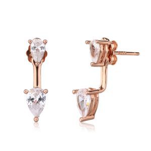 עגיל 2 טיפות רוז גולד