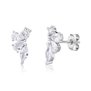 עגיל זרקון 3 טיפות כסף