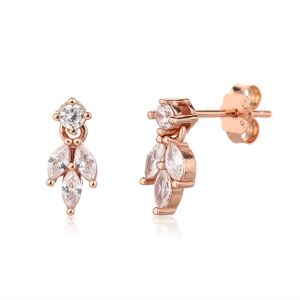 עגיל זרקון טיפות נופלות רוז גולד