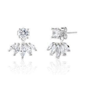 עגיל חמישה זרקונים כסף