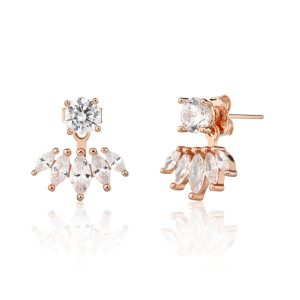 עגיל חמישה זרקונים רוז גולד