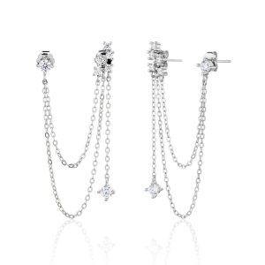 עגיל שרשרת זרקונים כסף