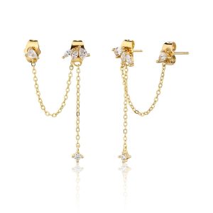 עגיל שרשרת טיפות זהב