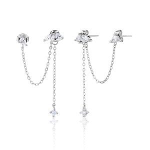 עגיל שרשרת טיפות כסף