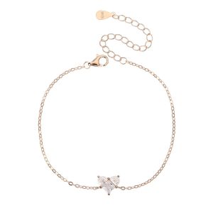 צמיד אבן לב רוז גולד