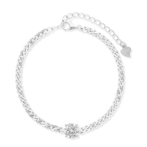 צמיד זרקון חוליות מחוברות כסף