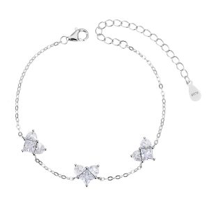 צמיד לבבות כסף