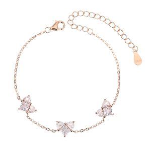 צמיד לבבות רוז גולד