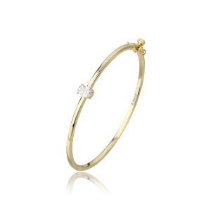 צמיד קשיח חלק אבן אובלית זהב