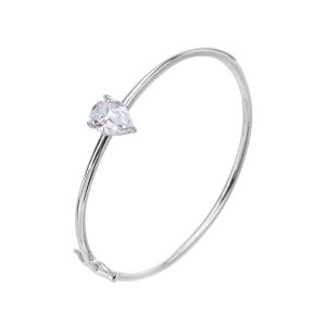 צמיד קשיח אבן טיפה כסף