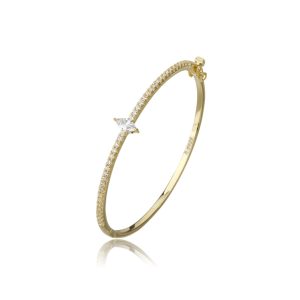 צמיד קשיח משובץ אבן מרקיזה זהב