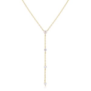 שרשרת עניבה זרקונים זהב